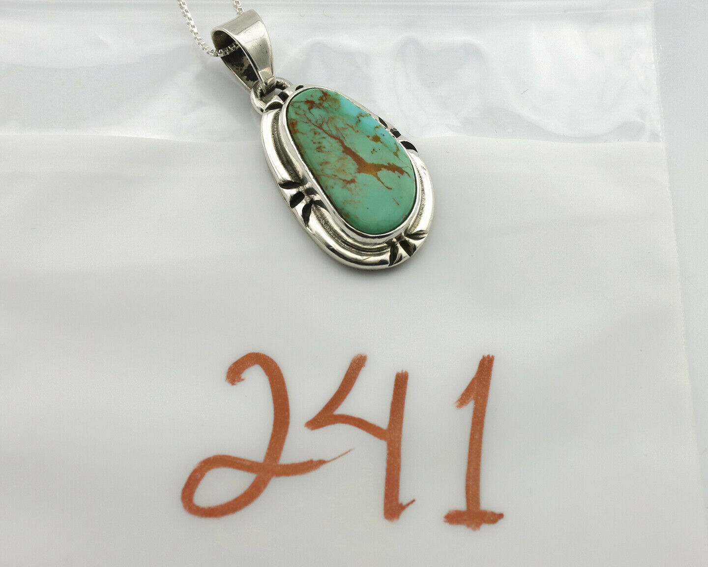 Navajo Pendant .925 Silver Kingman Turquoise Artist Signed Gecko C.80's