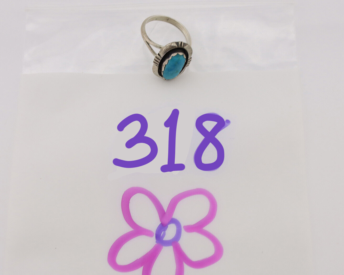 Navajo Ring .925 Silver Turquoise Native American Artist C.1980's