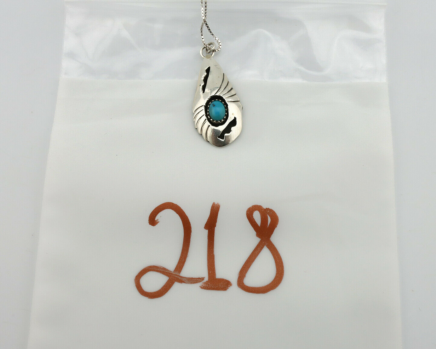 Navajo Pendant .925 Silver Blue Turquoise Native American C.80's