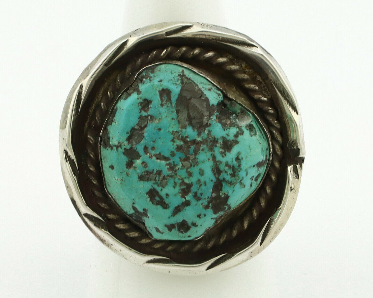 Navajo Ring .925 Silver Blue Turquoise Native American Artist C.80's