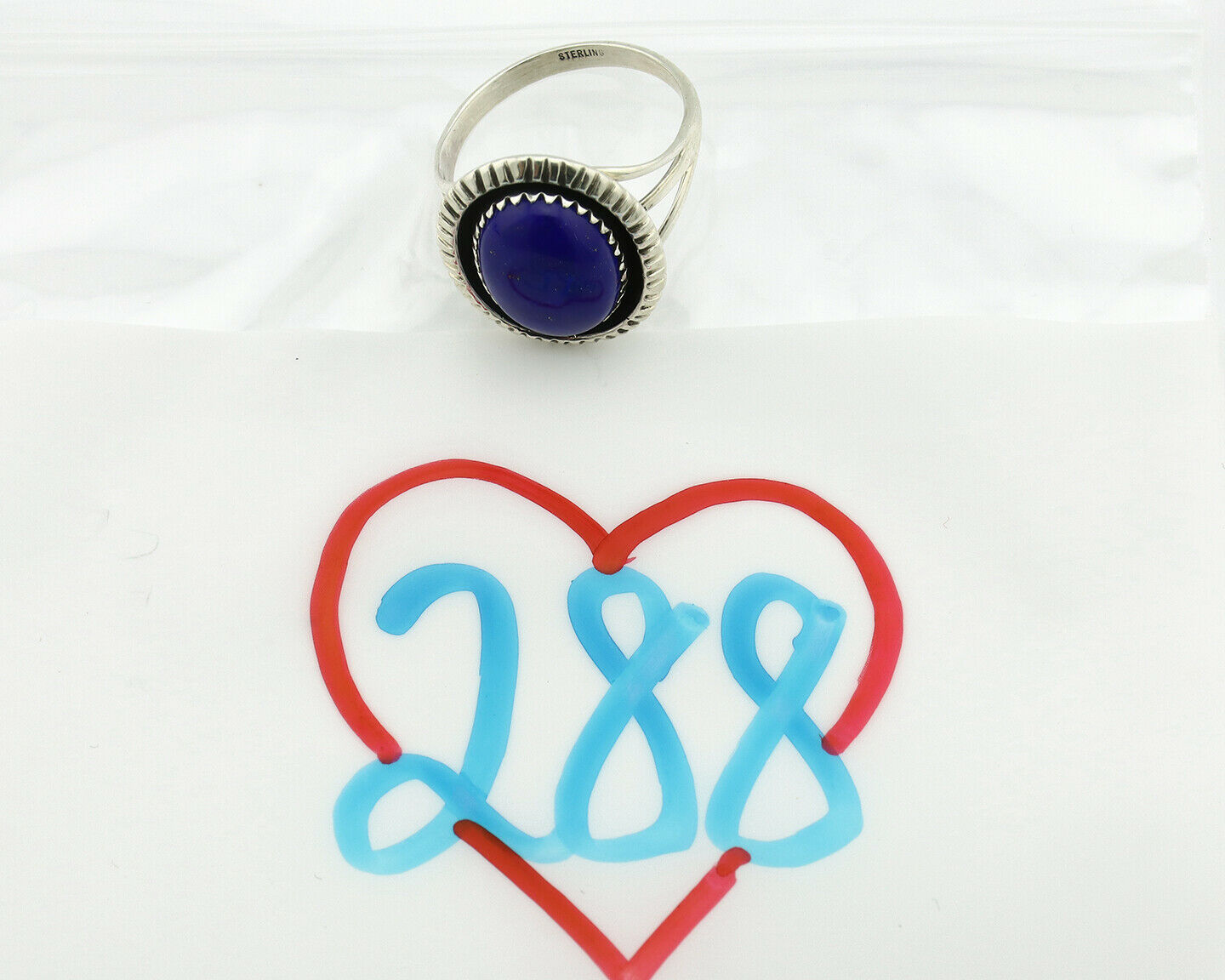 Navajo Ring .925 Silver Natural Lapis Lazuli Native American Artist C.80's