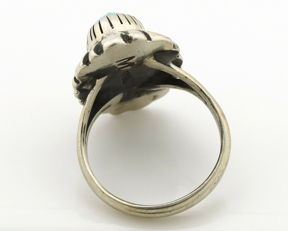 Navajo Ring .925 Silver Natural Mined Turquoise Artist Signed M Montoya C.80's
