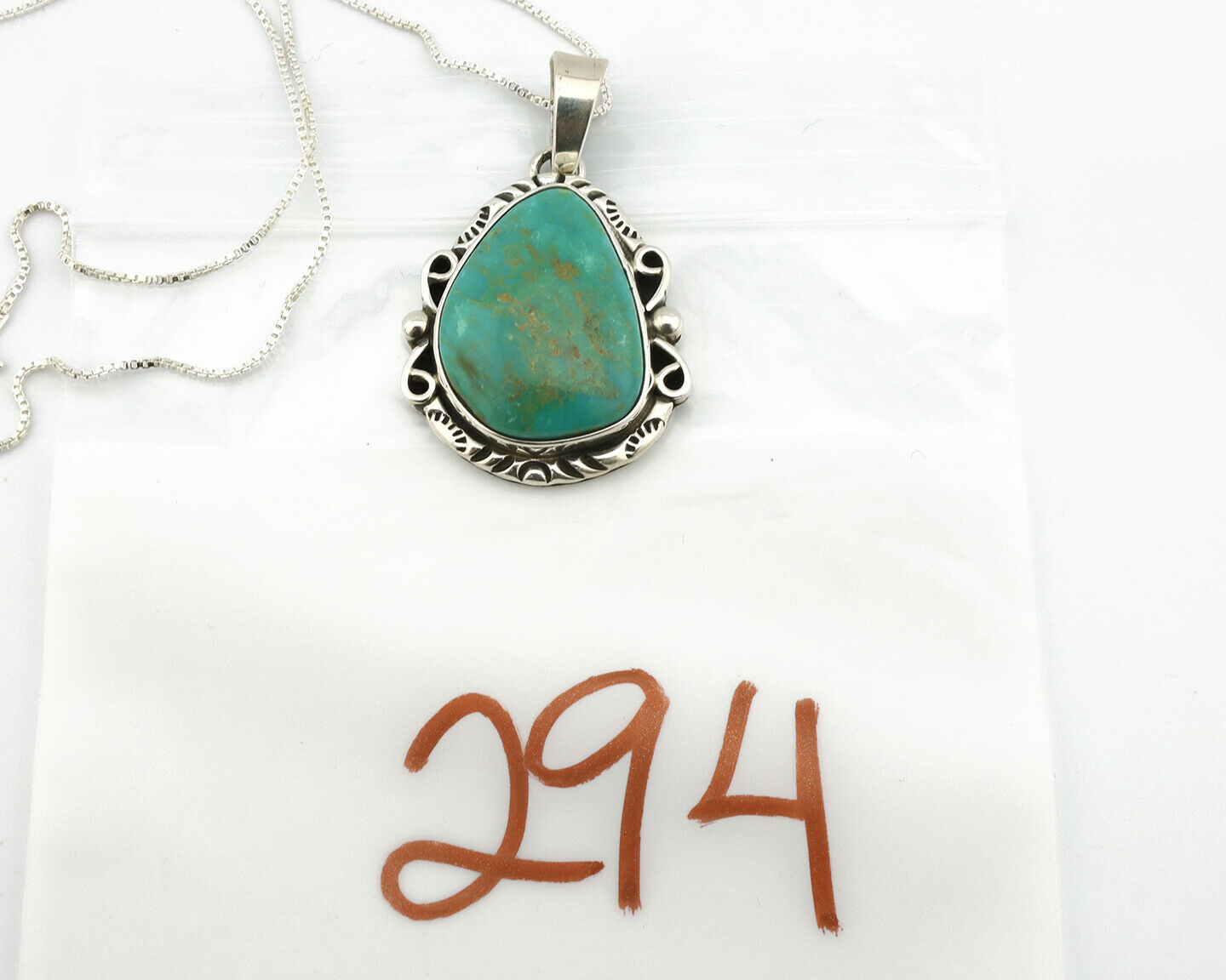 Navajo Pendant .925 Silver Kingman Turquoise Artist Signed Gecko C.80's