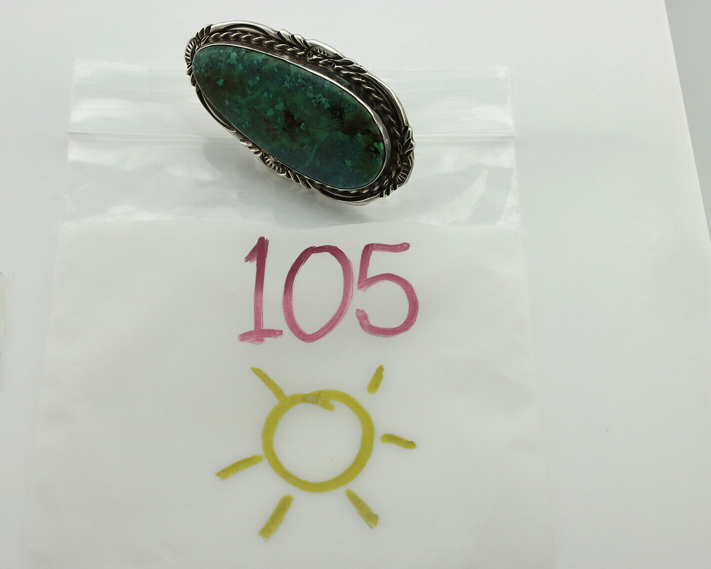 Navajo Ring 925 Silver Black Spiderweb Turquoise Artist Signed Billy Eagle C.80s