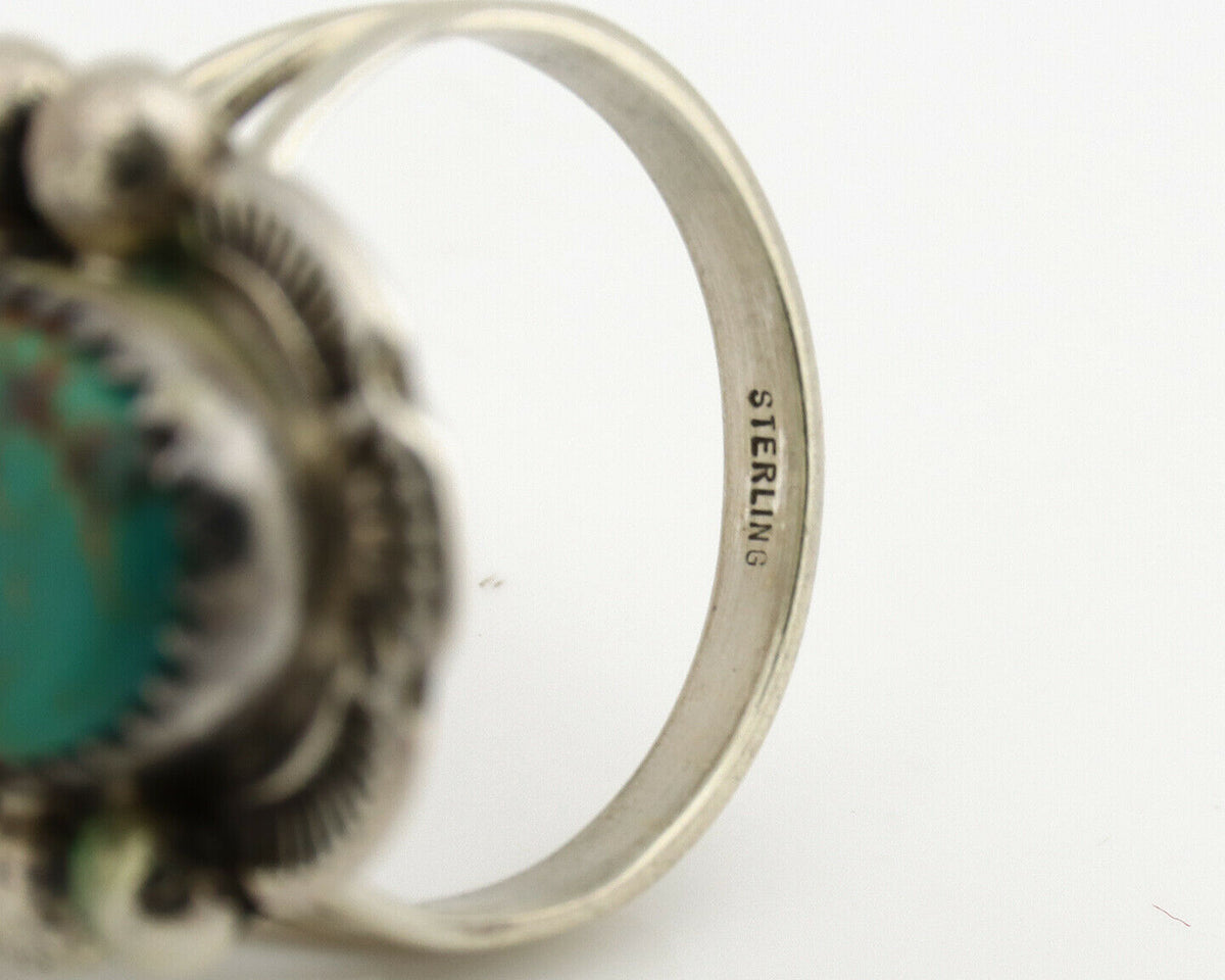 Navajo Ring .925 Silver Kingman Turquoise Artist Signed A C.1980's