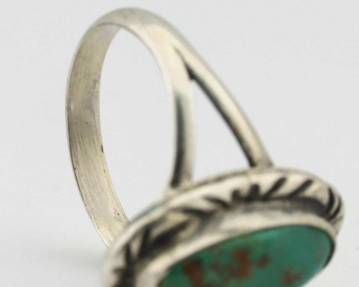 Navajo Ring .925 Silver Kingman Turquoise Native Artist Signed C.80's