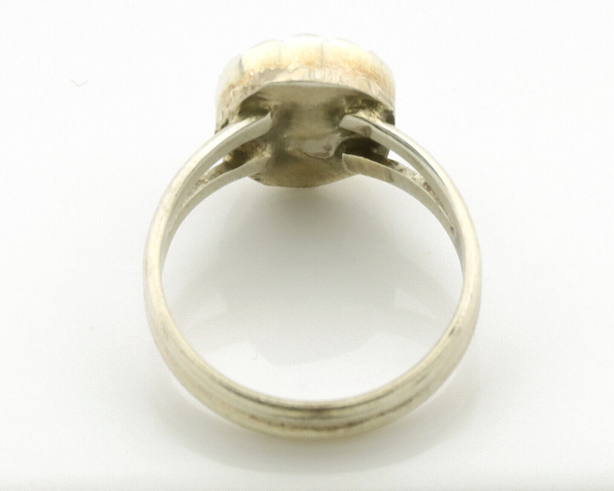 Navajo Ring .925 Silver Sleeping Beauty Turquoise Native American Artist C.1980s