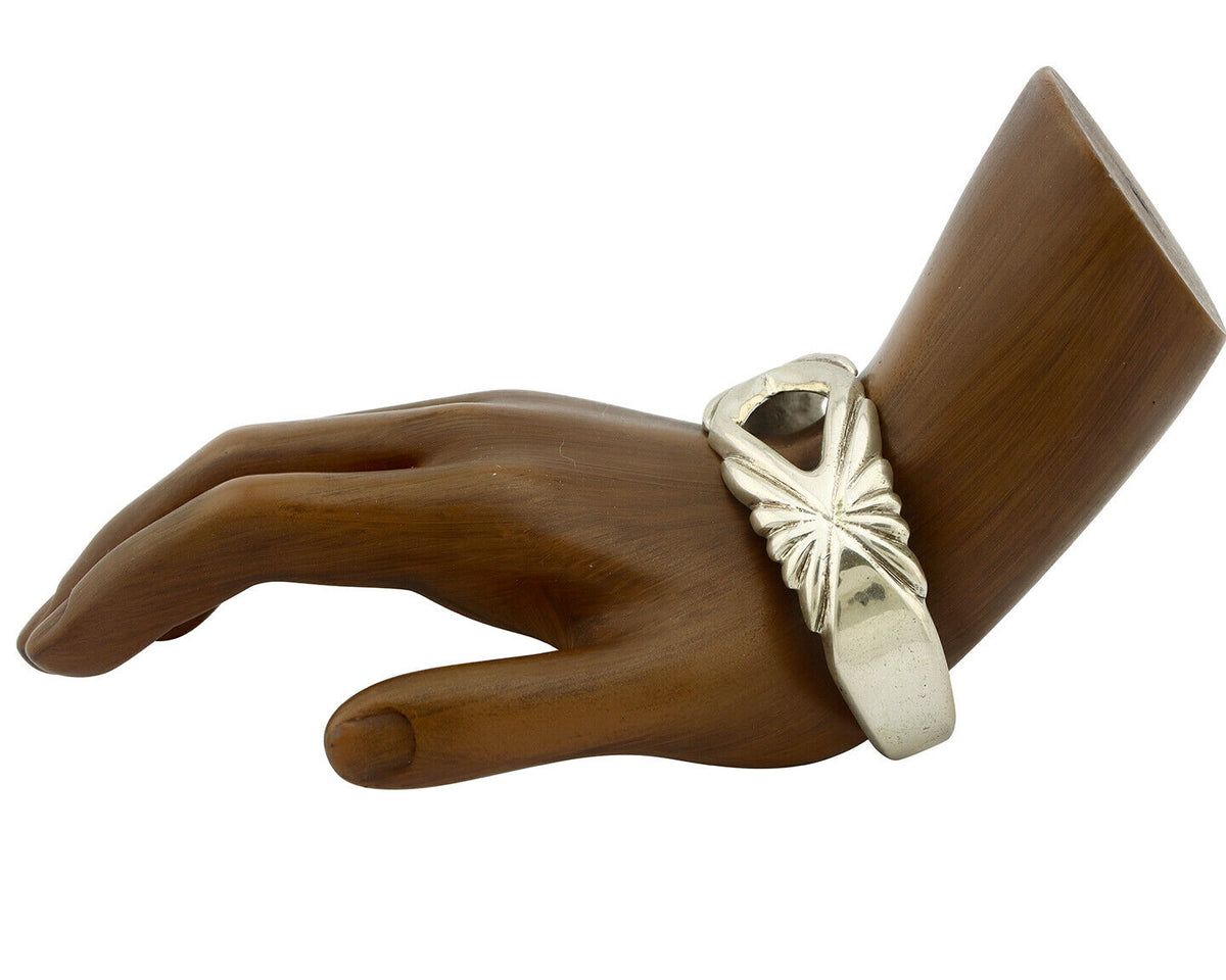 Navajo Sand Cast Bracelet .925 Silver Native American Artist Circa 1980's