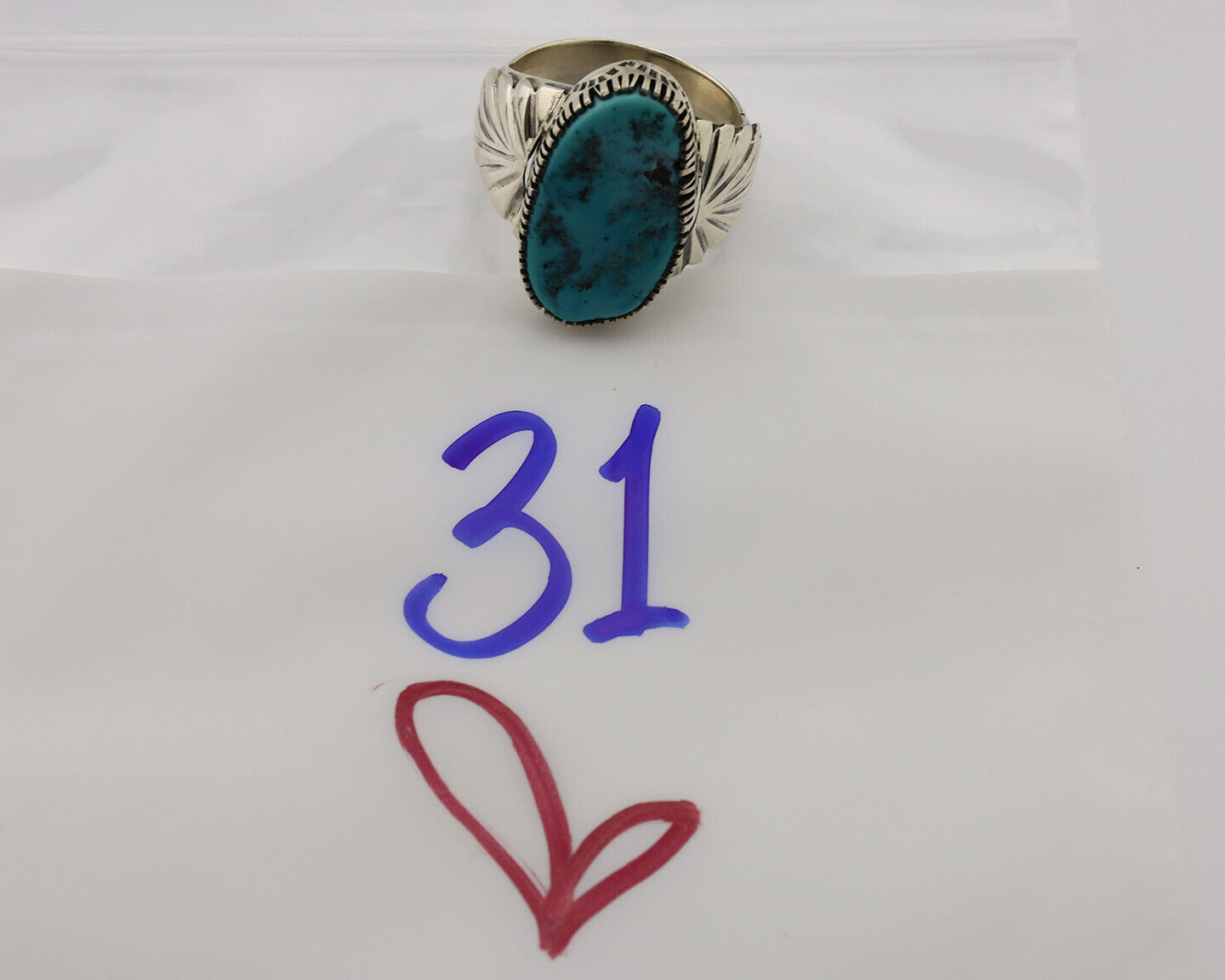 Navajo Ring .925 Silver Sleeping Beauty Turquoise Artist Signed DK C.80's