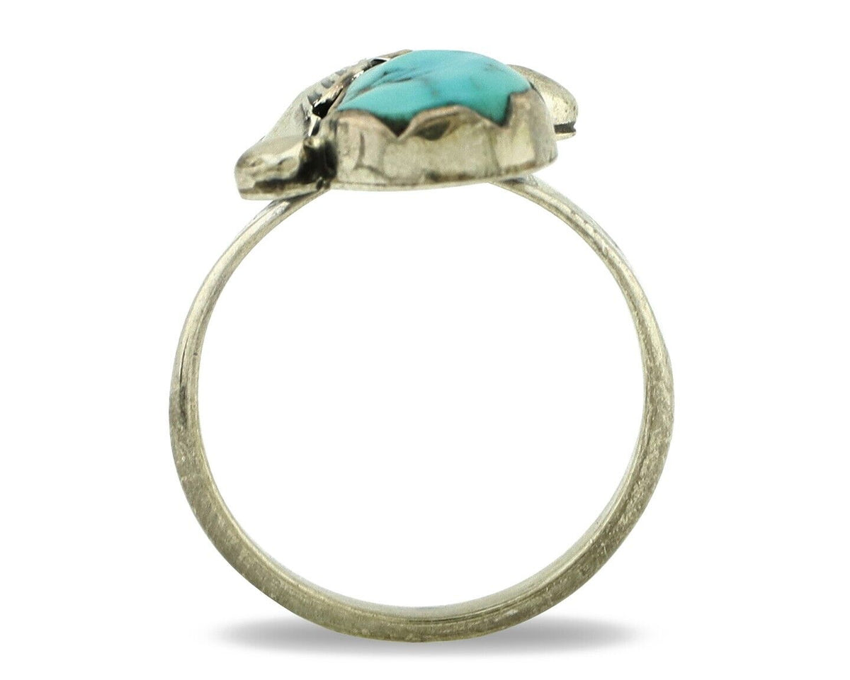 Zuni Ring 925 Silver Natural Blue Turquoise Artist Signed Simplicio C.80's