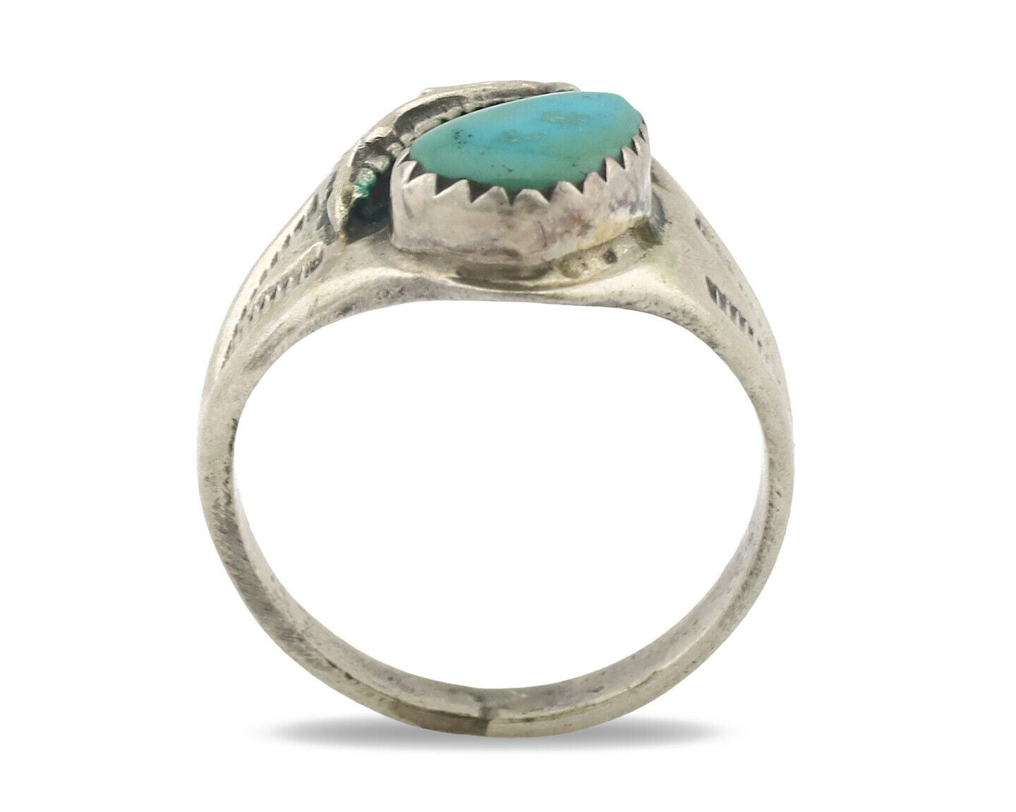 Zuni Ring .925 Silver Natural Blue Turquoise Native American Artist C.1980's