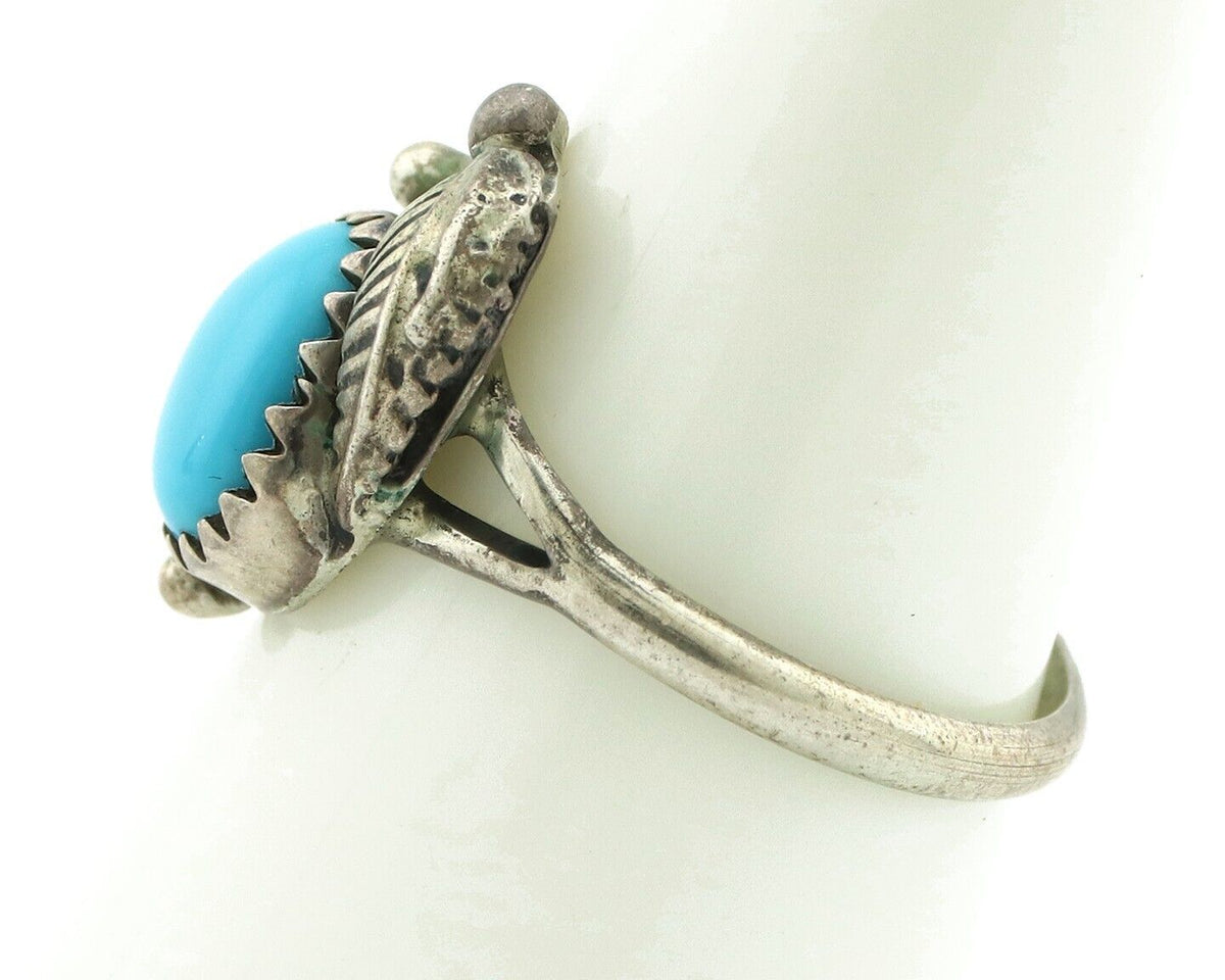 Navajo Ring .925 Silver Natural Blue Mined Southwest Turquoise Native Artist C80