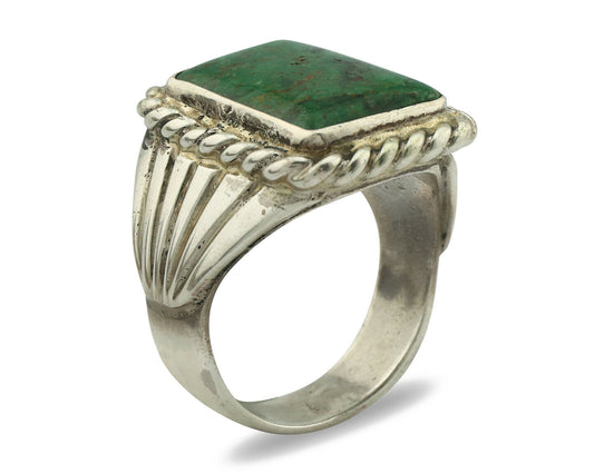 Navajo Ring .925 Silver Cripple Creek Turquoise Artist Signed Montoya C.80's