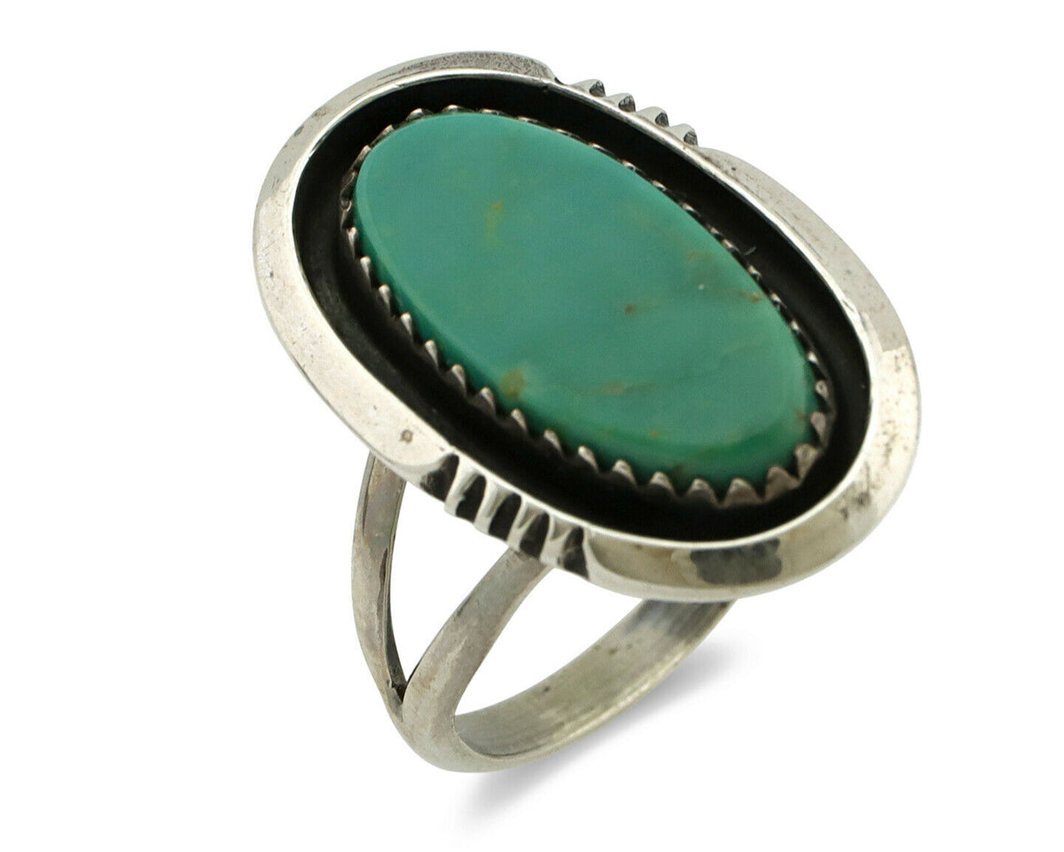 Navajo Ring .925 Silver Blue Turquoise Native American Artist Handmade C.80's