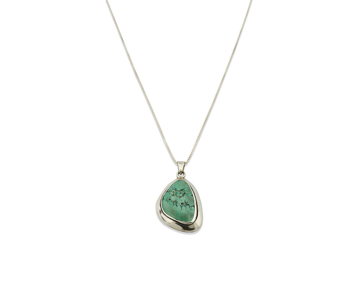 Navajo Necklace .925 Silver Aqua Color Turquoise Native C Montoya C.80's