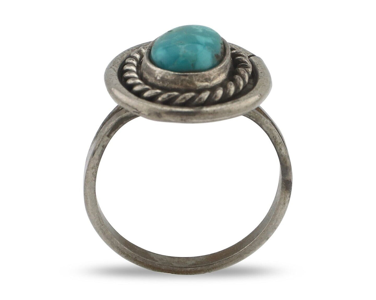 Navajo Handmade Ring 925 Silver Kingman Turquoise Native Artist C.80's