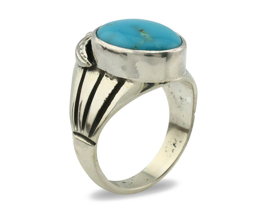 Navajo Ring .925 Silver Blue Southwest Turquoise Native Artist C.80's