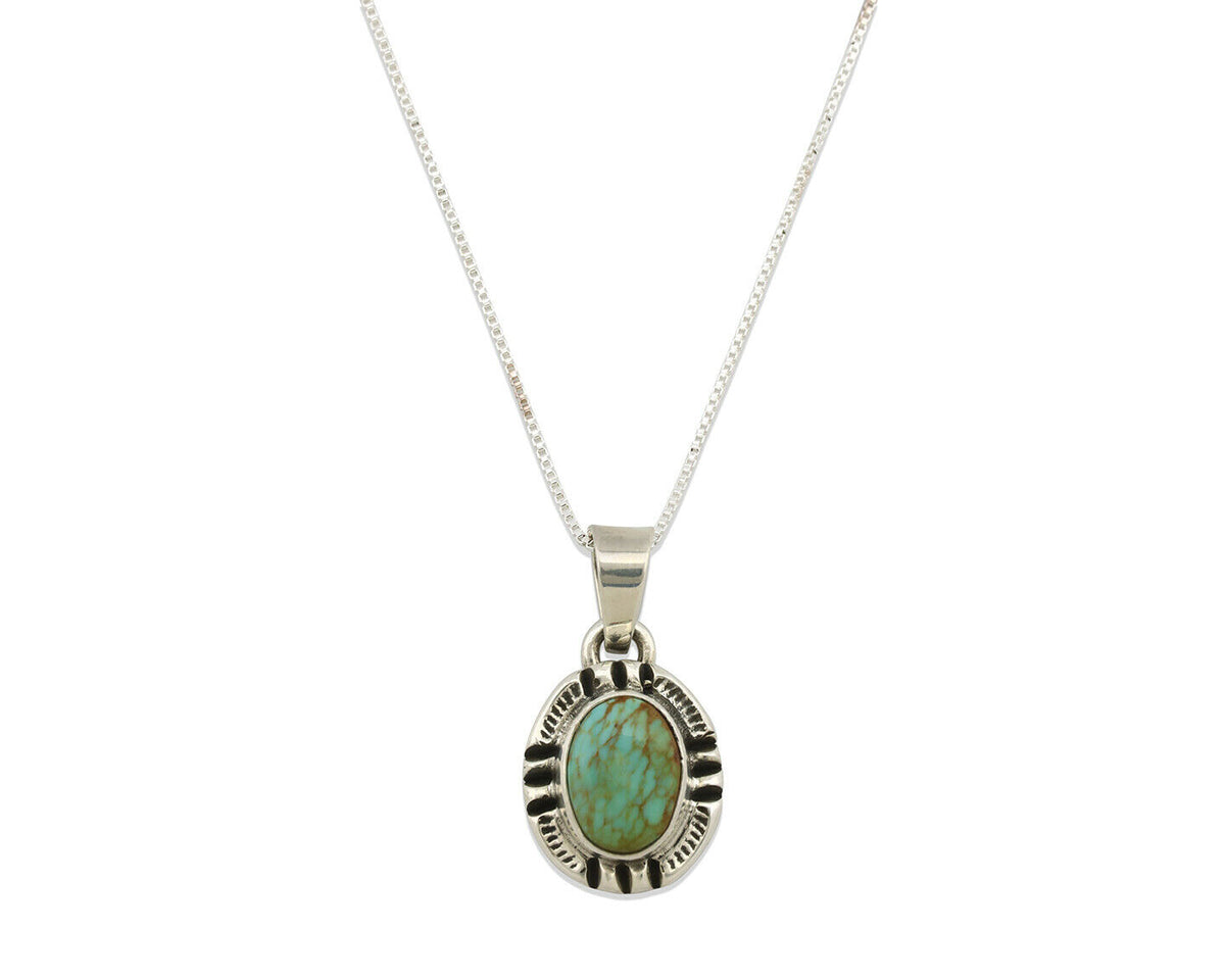 Navajo Pendant .925 Silver Kingman Turquoise Artist Signed Gecko C.80's