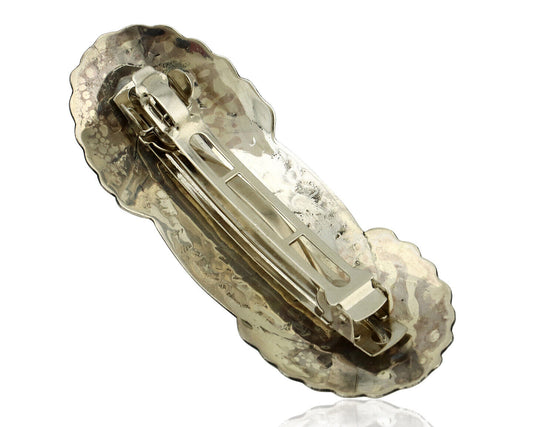 Navajo Hair Clip Barrette .925 Silver Hand Stamped Artist Signed C Montoya C80s