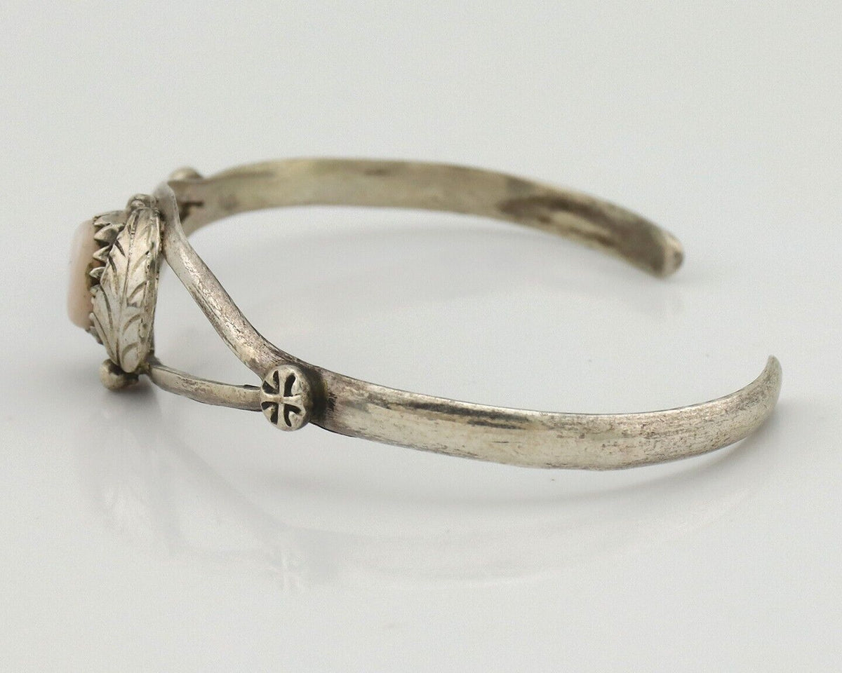 Women's Navajo Bracelet 925 Silver Natural Pink Mussel Native American C.80's