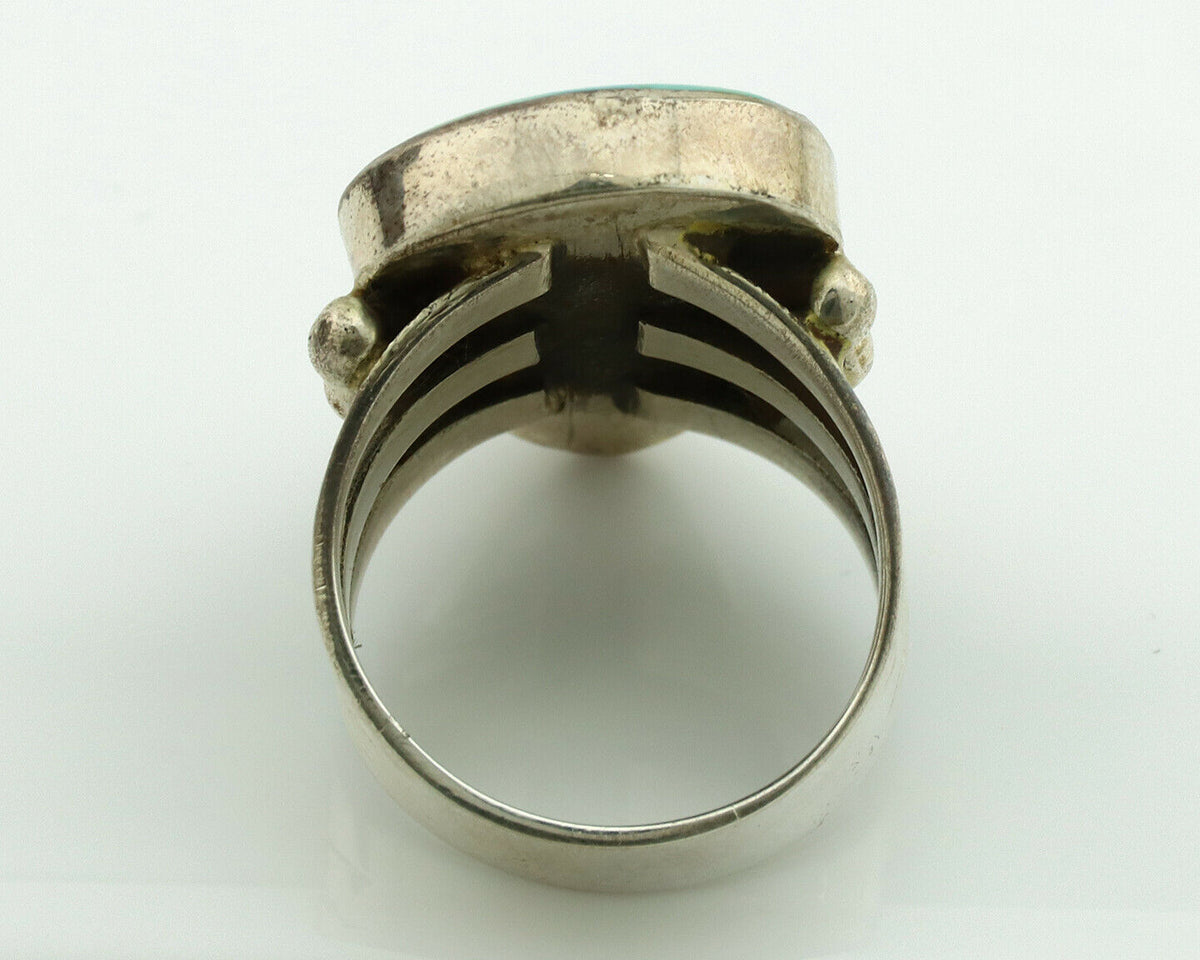 Navajo Ring .925 Silver Kingman Turquoise Artist Signed UT C.1980's