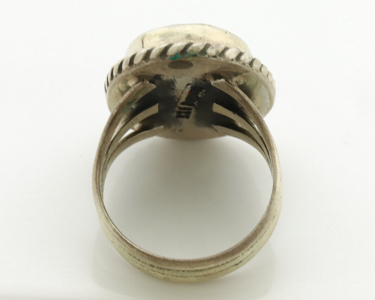 Navajo Ring .925 Silver Natural Blue Turquoise Native American Artist C.1980's