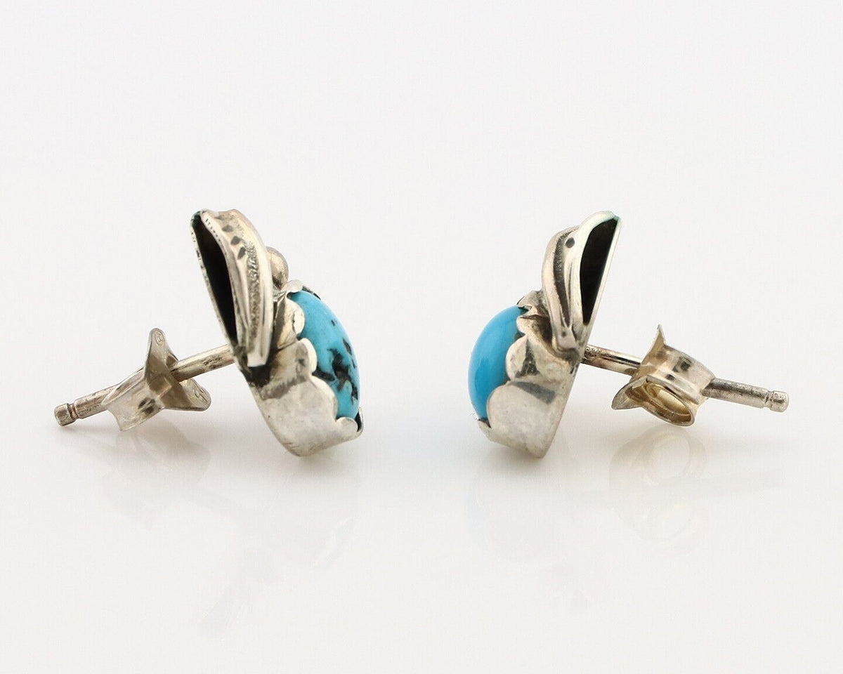 Navajo Earrings 925 Silver Natural Mined Turquoise Native American Artist C.80's