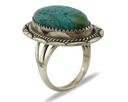 Navajo Ring .925 Silver Blue Turquoise Native American Artist C.80's