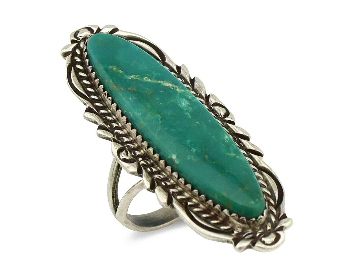 Navajo Ring .925 Silver Green Turquoise Signed Billy Eagle C.80's