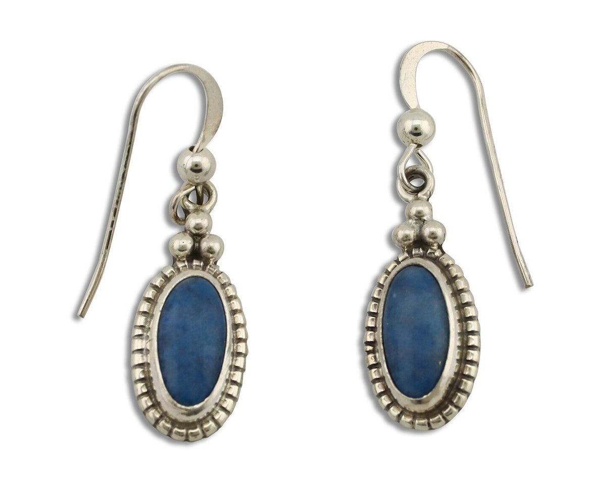 Navajo Earrings 925 Silver Natural Royal Blue Lapis Native American Artist C90s