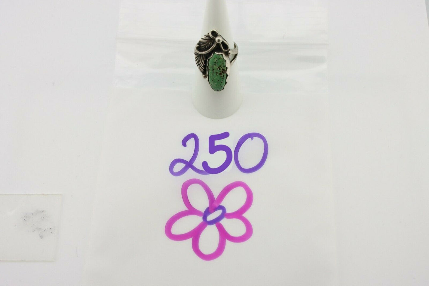 Navajo Ring .925 Silver Kingman Turquoise Native American Signed C.80's