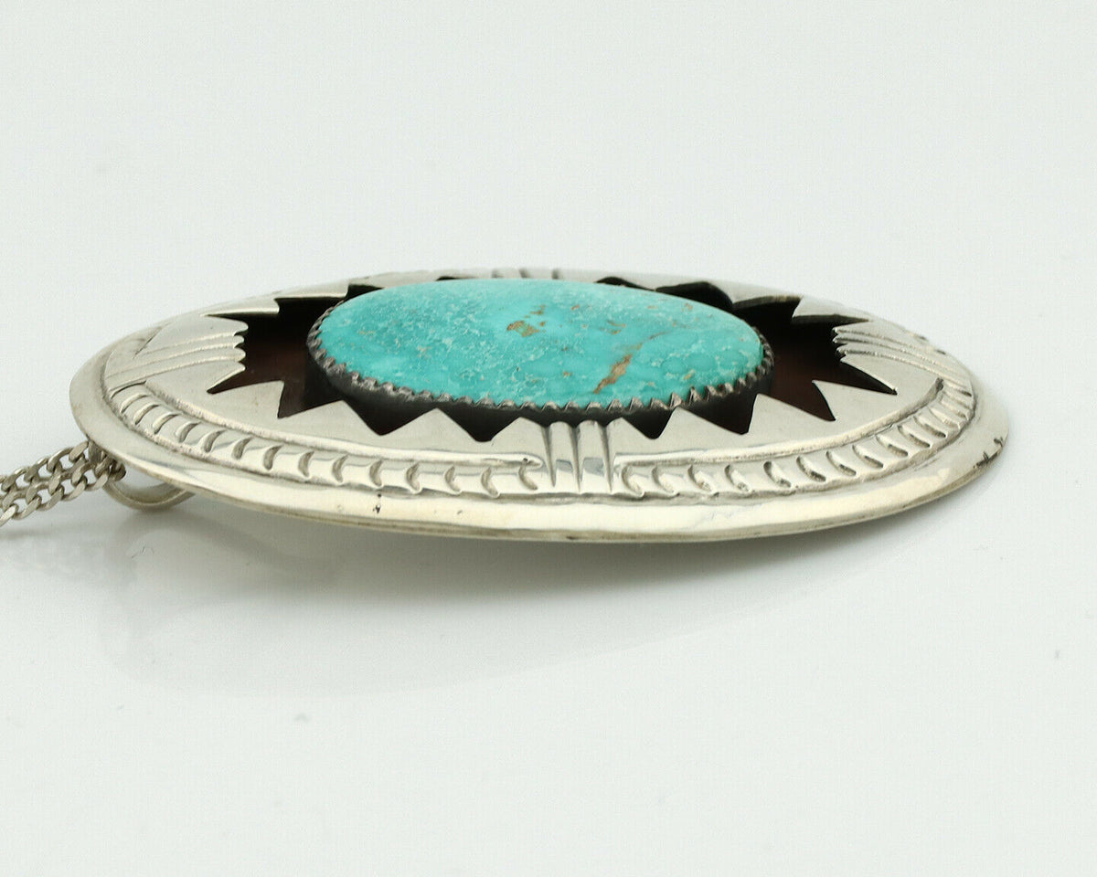 Navajo Pendant .925 Silver Southwest Turquoise Native Artist C.1980's