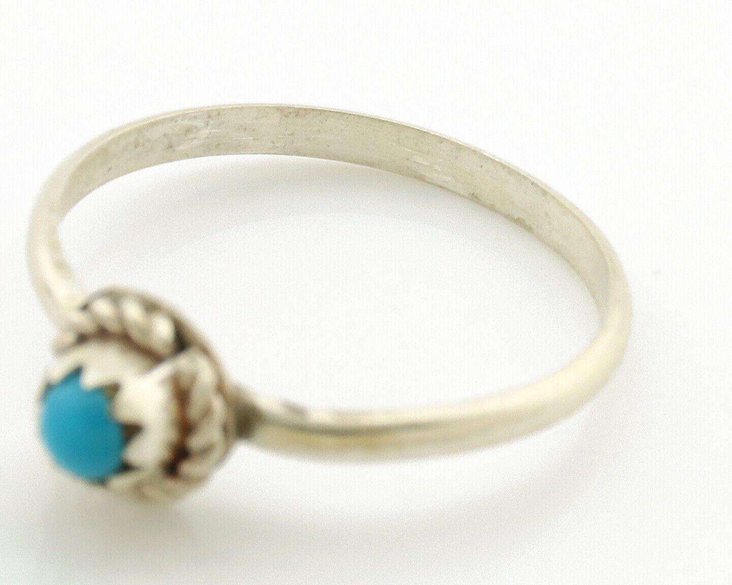 Navajo Ring .925 Silver Blue Turquoise Size 4.5 Native Artist C.1980s