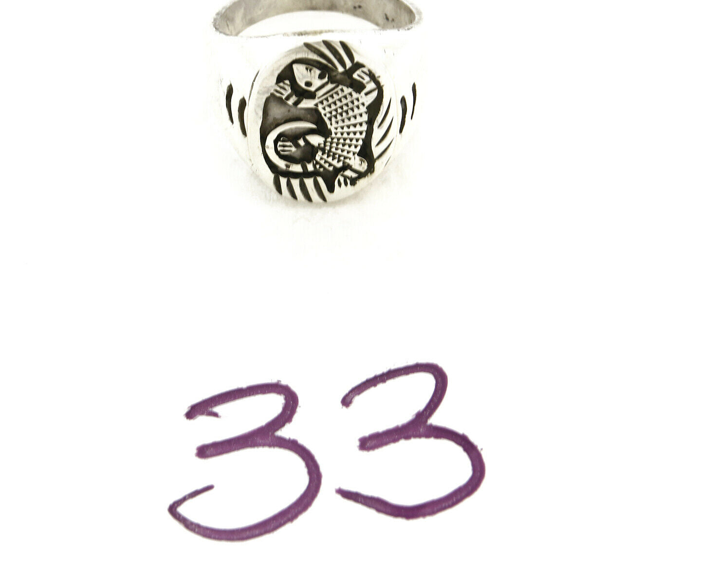 Navajo Ring .925 SOLID Silver Handmade Overlay Signed Artist CC 1980's