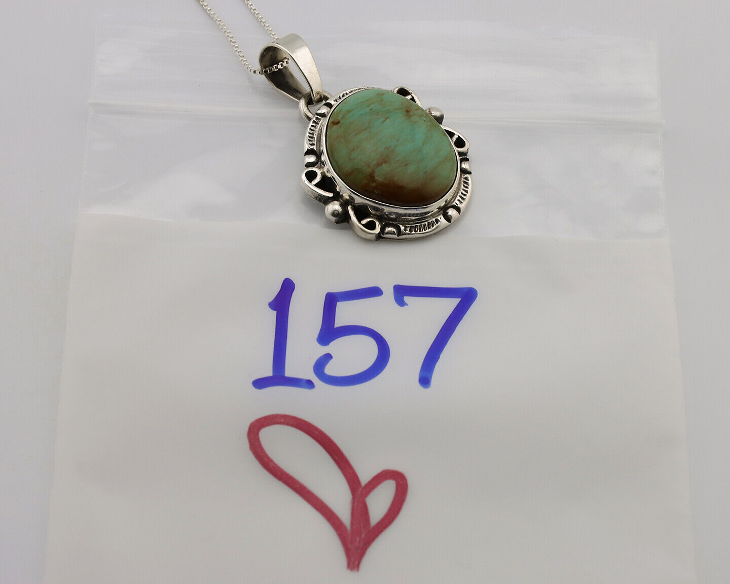 Navajo Necklace .925 Silver Kingman Turquoise Native American Signed C.1980's