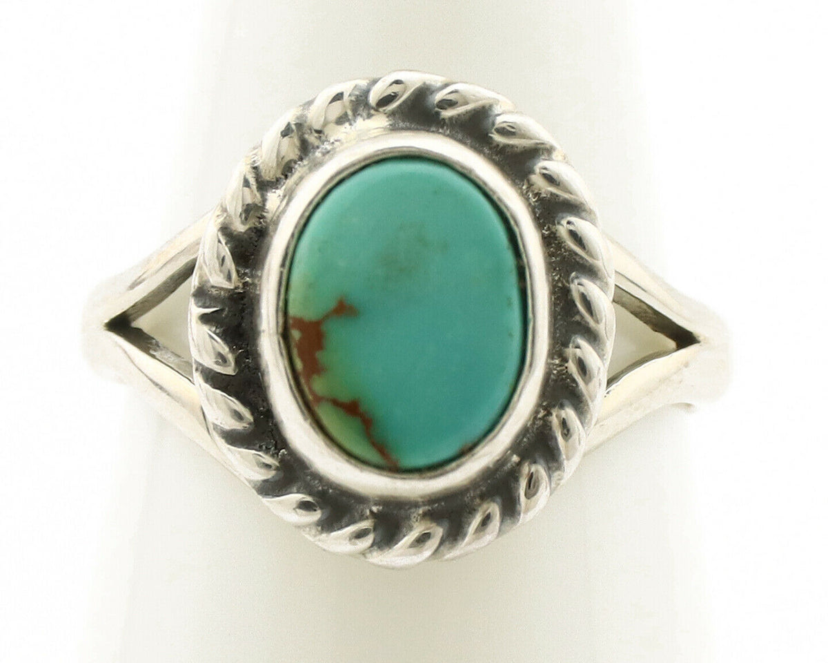 Navajo Ring .925 Silver Kingman Turquoise Artist Signed Gecko C.90's