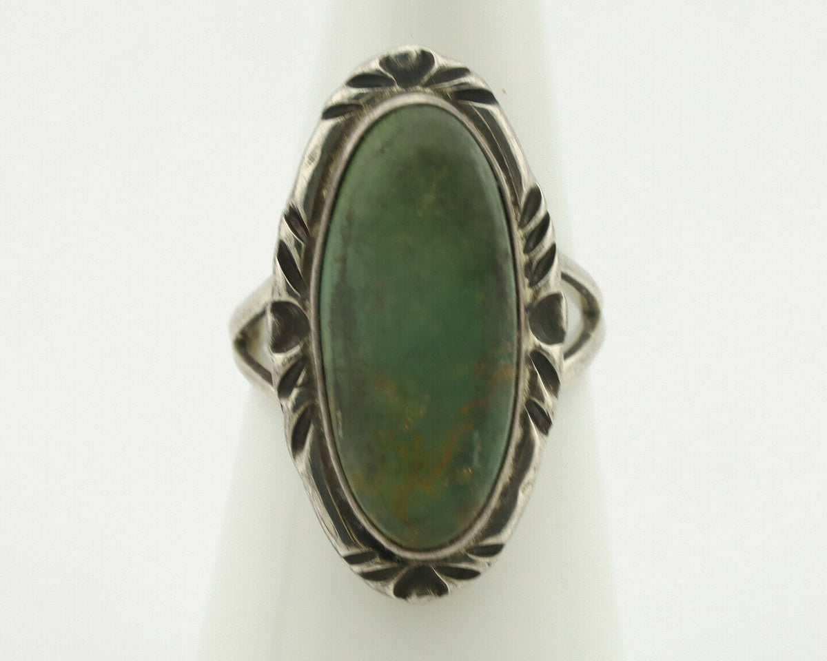 Navajo Ring .925 Silver Natural Turquoise Artist Signed Native American C.80's