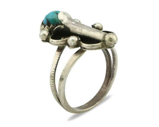 Navajo Ring .925 Silver Natural Blue Turquoise Native Artist C.80's