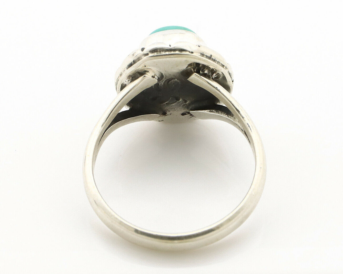 Navajo Ring .925 Silver Kingman Turquoise Artist Signed Gecko C.90's
