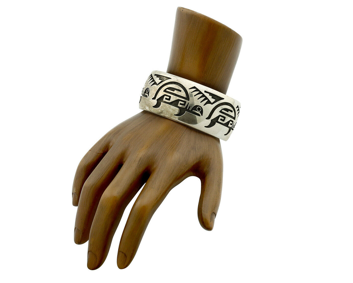 Hopi Turtle Bracelet .925 Silver Artist Signed Floyd Namingha C.90's