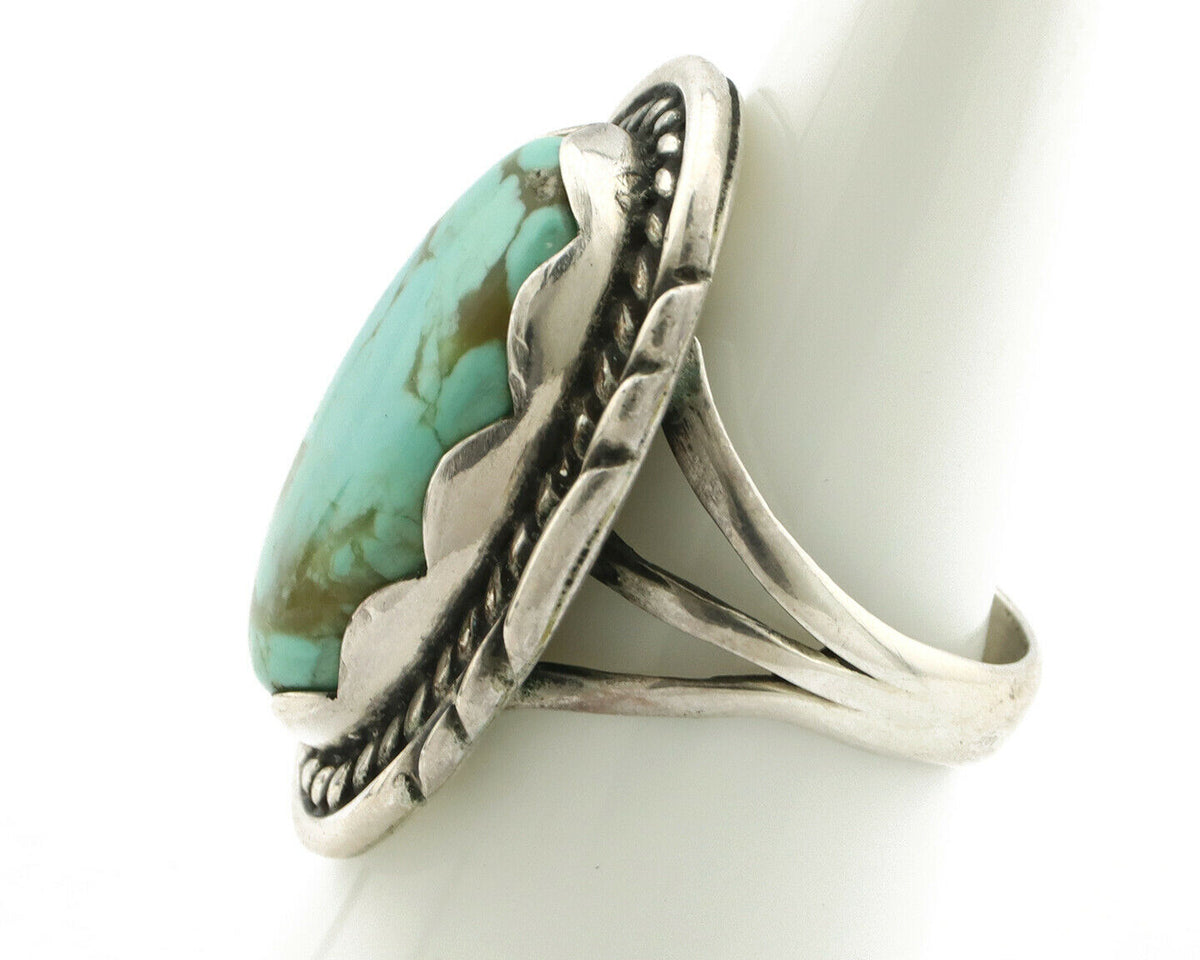 Navajo Ring .925 Silver Turquoise Mountain Apache MFG C.80's