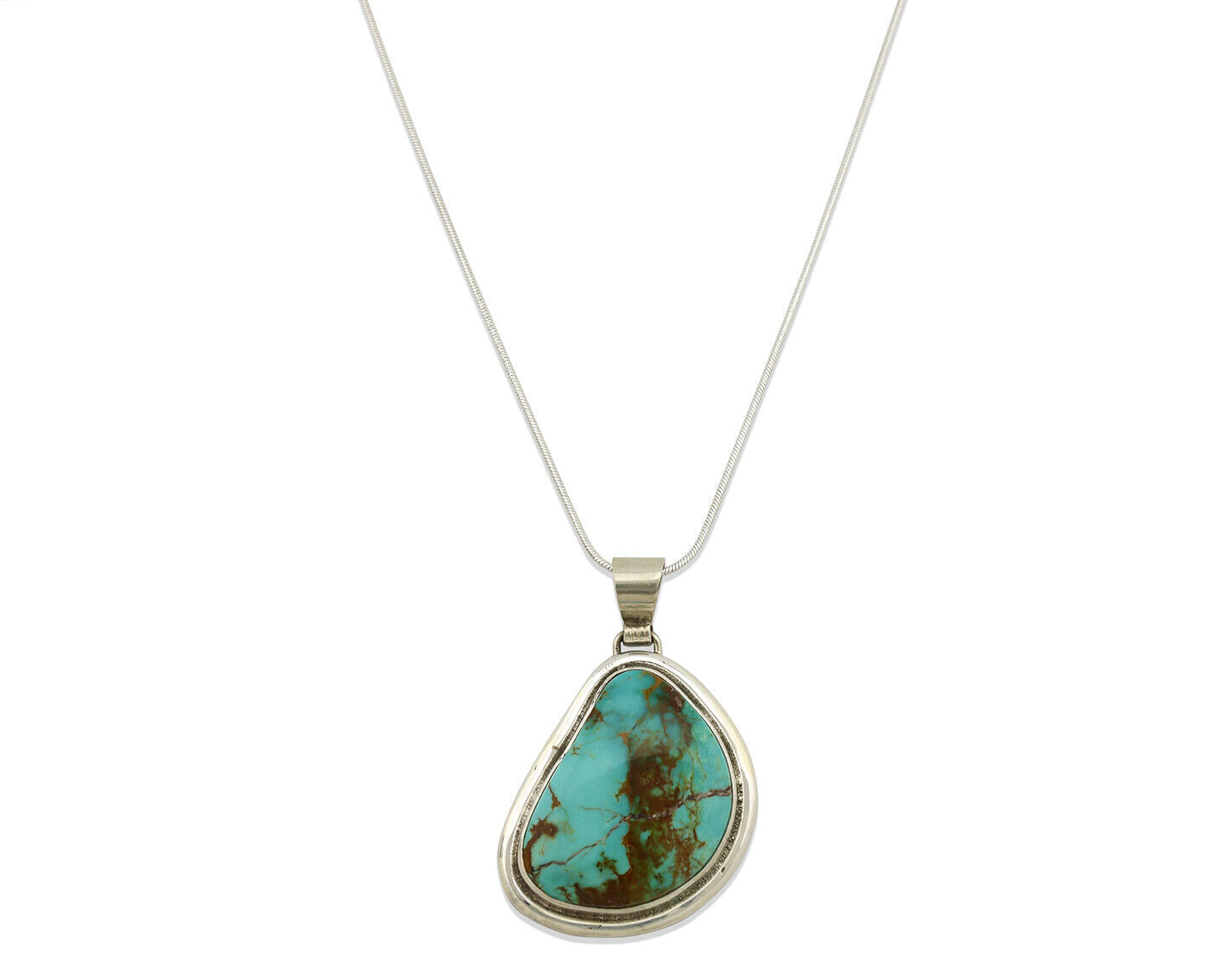 Navajo Necklace .925 Silver Royston Turquoise Signed Sun C.1980's