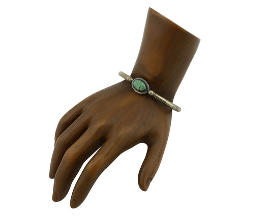 Navajo Bracelet .925 Silver Spiderweb Turquoise Native American Artist C.90's