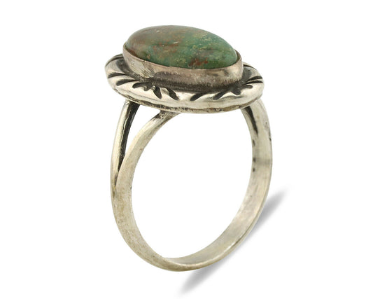 Navajo Ring .925 Silver Natural Mined Turquoise Artist Signed C.80's