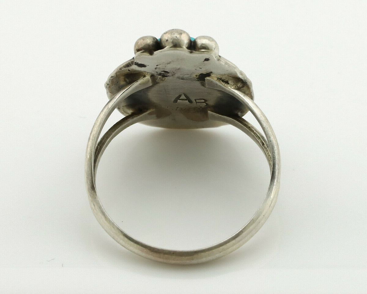 Navajo Ring .925 Silver Blue Turquoise Artist Signed Anna Begay C.1980's