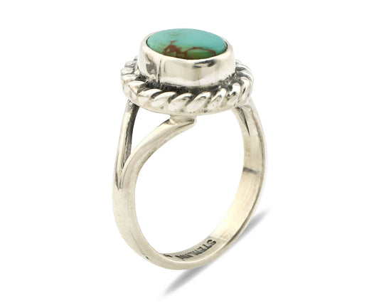 Navajo Ring .925 Silver Kingman Turquoise Artist Signed Gecko C.90's