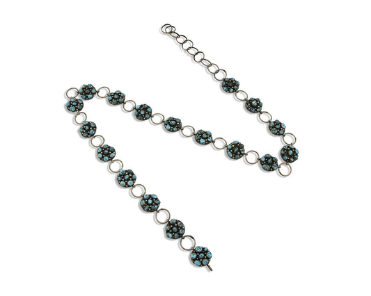 Navajo Concho Belt .925 Silver Rare Gleeson Turquoise Artist Native C. 80's