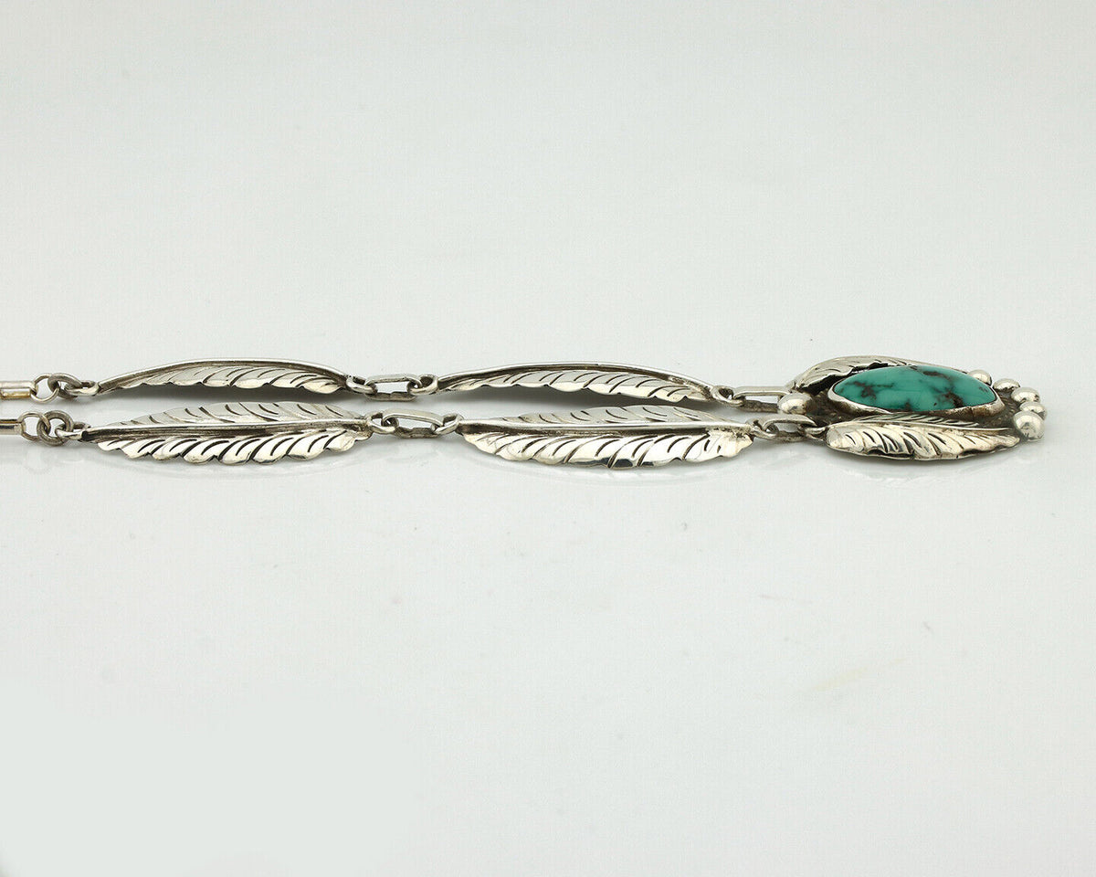 Navajo Necklace 925 Silver Blue Turquoise Artist Signed C Montoya C.80's