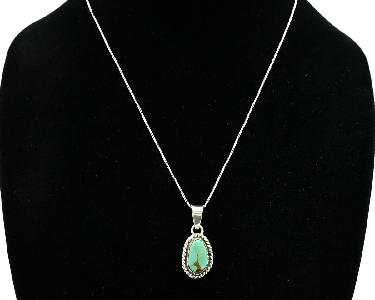 Navajo Necklace .925 Silver Kingman Turquoise Signed Gecko C.1980's
