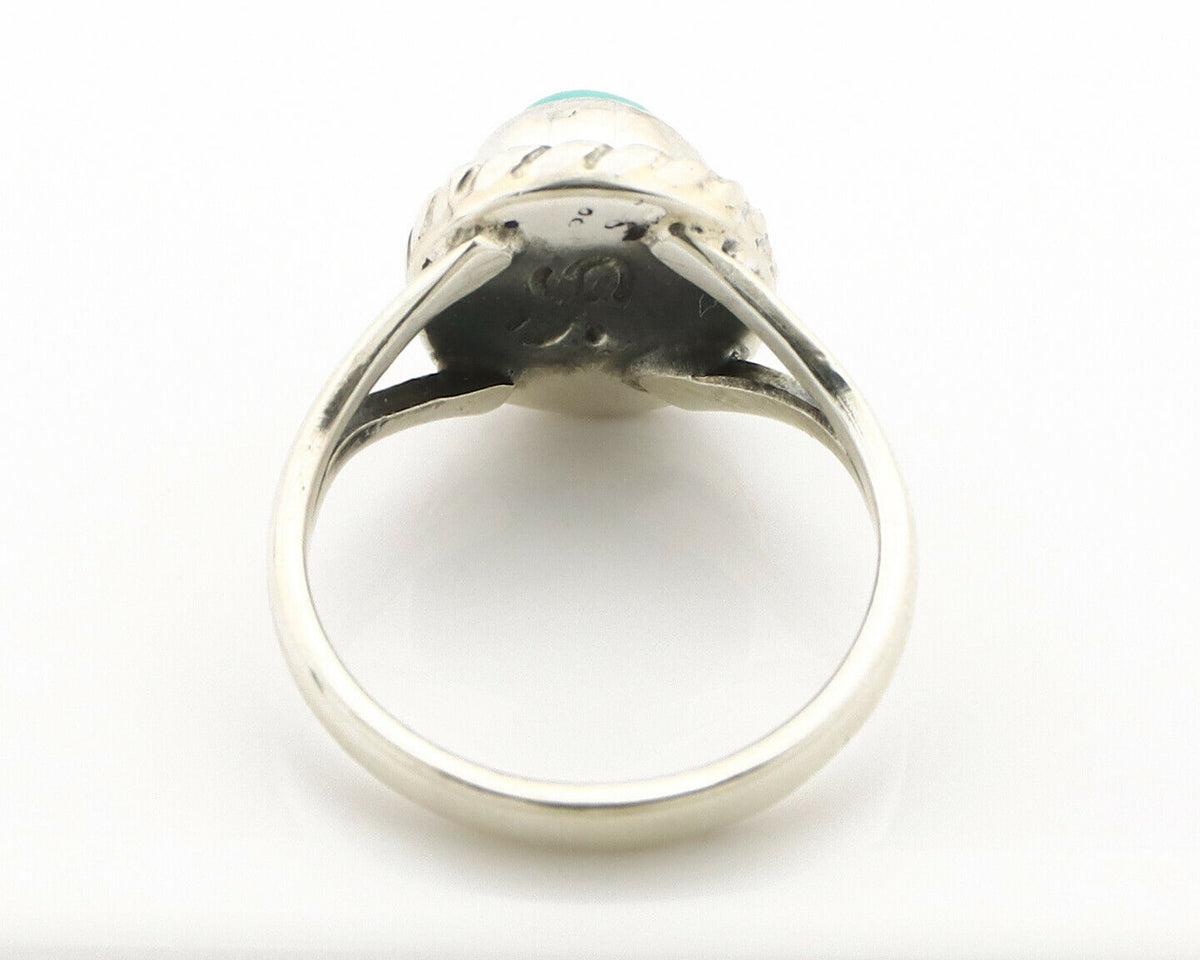 Navajo Ring .925 Silver Kingman Turquoise Artist Signed Gecko C.90's